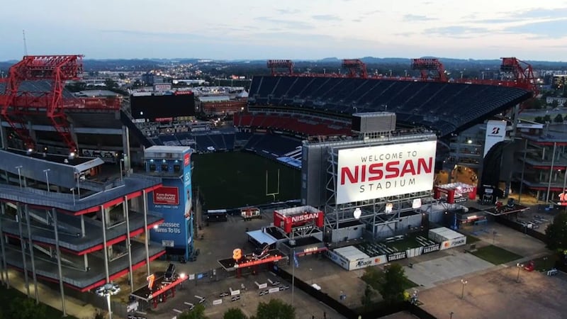 An undated aerial image of Nissan Stadium, Nashville, Tenn.