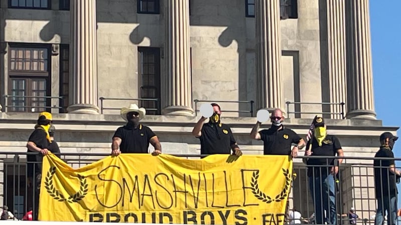 Members of the Proud Boys extremist group showed up to the morning prayer ahead of the special...
