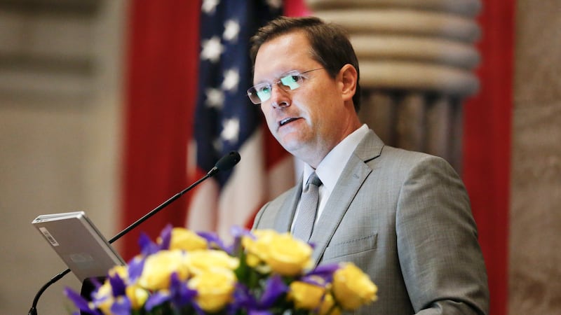 FILE - House Speaker Cameron Sexton, R-Crossville, presides over the House on the first day of...