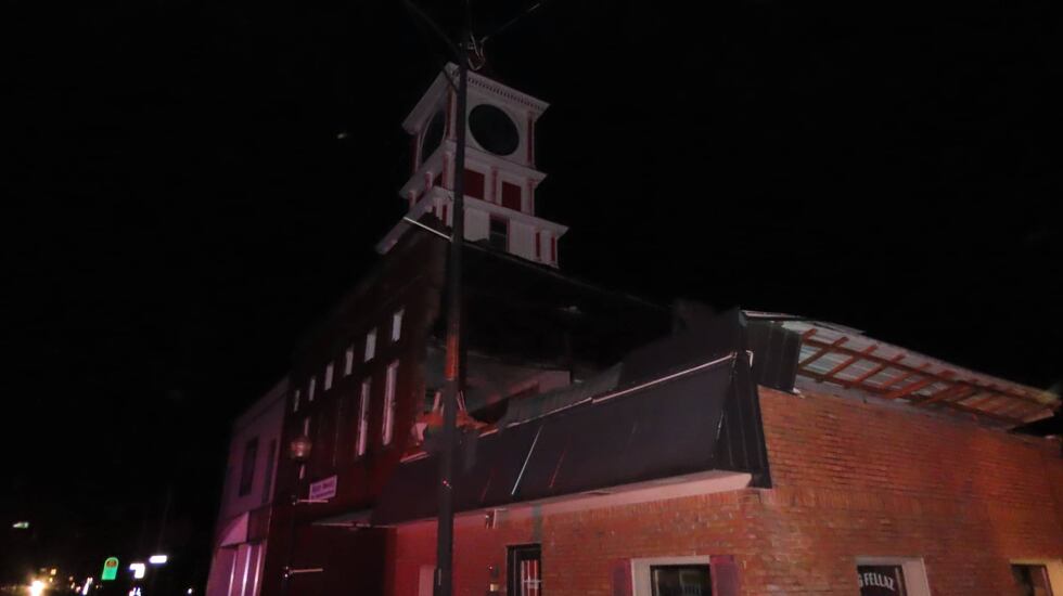 Storm damage in downtown Hopkinsville, Kentucky.